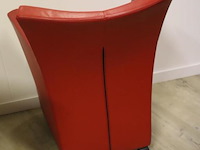 Fauteuils op wielen - rood en zwart (skai) leder gestoffeerd - 6 stuks - afbeelding 8 van  8