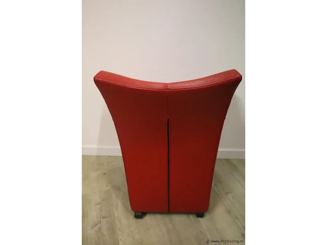 Fauteuils op wielen - rood (skai) leder gestoffeerd - 4 stuks - afbeelding 3 van  4