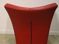 Fauteuils op wielen - rood (skai) leder gestoffeerd - 4 stuks - afbeelding 3 van  4