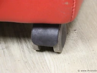Fauteuils op wielen - rood (skai) leder gestoffeerd - 4 stuks - afbeelding 4 van  4