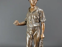 Faux bronzen gegoten beeld van een belgische mijnwerker - afbeelding 3 van  5
