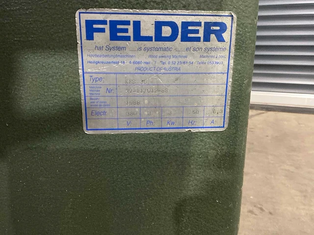 Felder - 1988 - kfs 36 - formaatcirkelzaagmachine - afbeelding 2 van  11