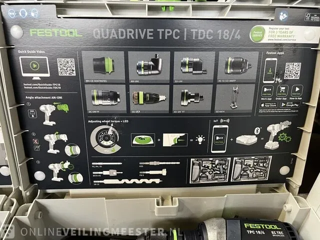 Festool accu-klopboormachine tpc 18/4 i-basic-set - afbeelding 4 van  5