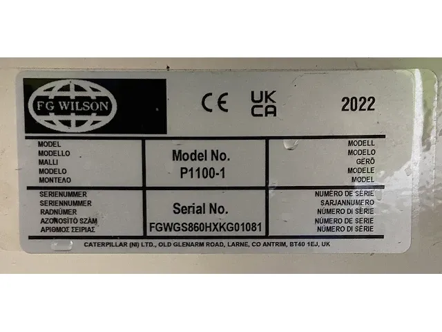 Fg wilson p1100-1 - 1100 kva - open generator - afbeelding 7 van  17