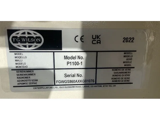 Fg wilson p1100-1 - 1100 kva - open generator - afbeelding 6 van  16