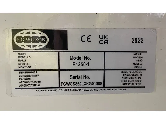 Fg wilson p1250 - 1250 kva - open generator - afbeelding 6 van  17