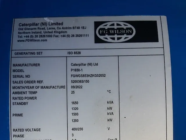 Fg wilson p1650-1 - 1650 kva - open generator - afbeelding 12 van  17