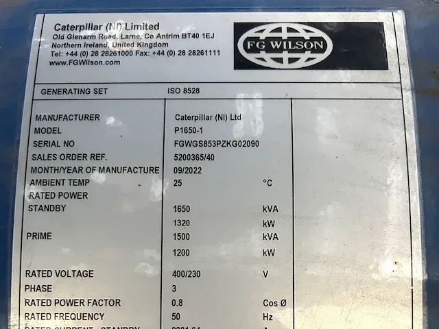Fg wilson p1650-1 - 1650 kva - open generator - afbeelding 14 van  19