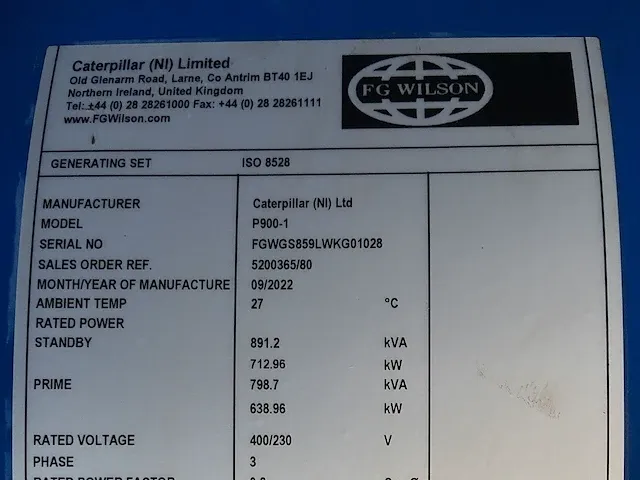 Fg wilson p900-1 - 900 kva - open generator - afbeelding 11 van  16