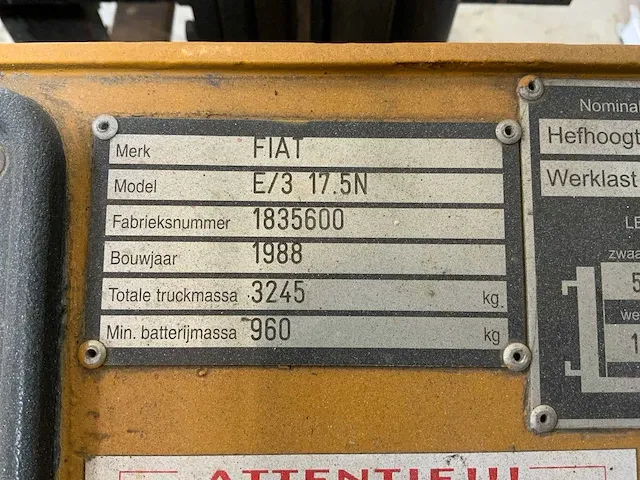 Fiat e/3 17.5n vorkheftruck - afbeelding 5 van  10