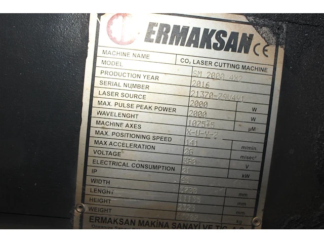 Fiber staal lasersnijmachine ermaksan fibermak momentum gen-3. bouwjaar 2016. met chiller ipg lc 71.01-a.4... - afbeelding 8 van  16