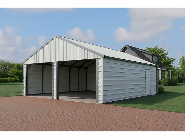 Field 2322 metalen garage met 2 elektrische roldeuren, 46,9 m2 / 6,70x7,00 meter - afbeelding 1 van  5