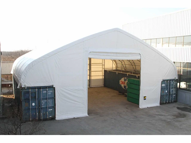 Field containeroverkapping / opslagshelter tussen 2x 40ft container 24,00 x 15,25 x 4,72 meter / c50-80sp - afbeelding 1 van  4
