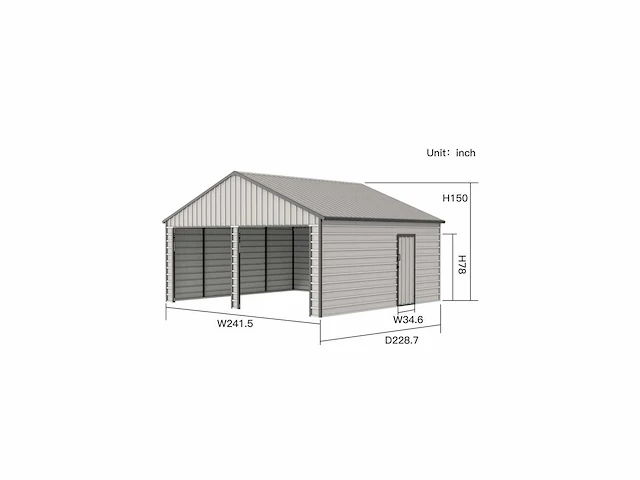Field industries metalen garage 5,80x6,30 meter (36,5 m2) - afbeelding 3 van  8