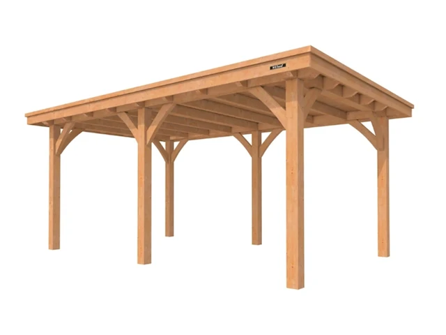 Fijnspar overkapping plat dak excellent, 499 x 307 cm, constructie, hillhout - afbeelding 1 van  7