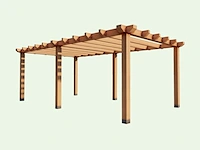 Fijnspar overkapping plat dak excellent, 499 x 307 cm, constructie, hillhout - afbeelding 2 van  7