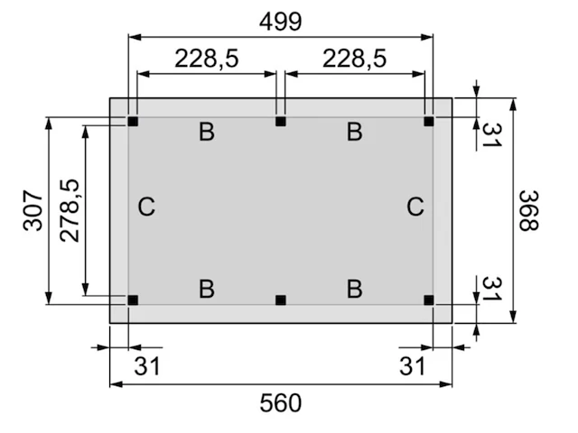 Fijnspar overkapping plat dak excellent, 499 x 307 cm, constructie, hillhout - afbeelding 4 van  7
