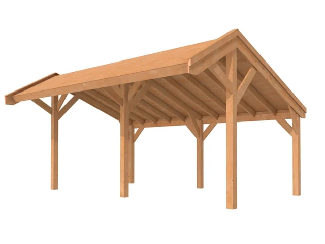 Fijnspar overkapping plat dak premium, 750 x 307 cm, hillhout - afbeelding 1 van  4