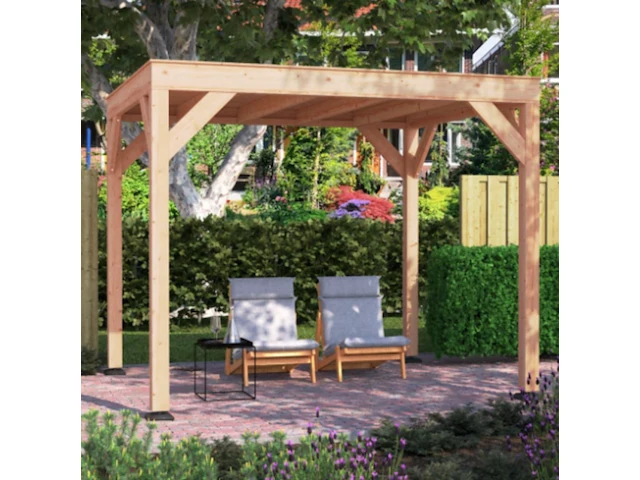 Fijnspar overkapping plat dak premium, 750 x 307 cm, hillhout - afbeelding 2 van  4