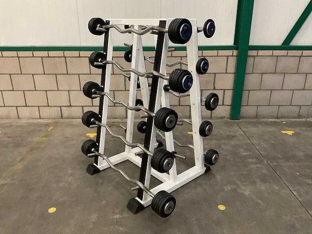 First class & lifemaxx 10-28kg curl halterset met rek - afbeelding 1 van  3