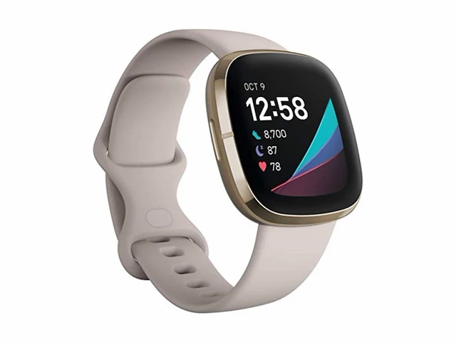 Fitbit sense advanced smartwatch wit/ soft gold stainless steel - afbeelding 4 van  6