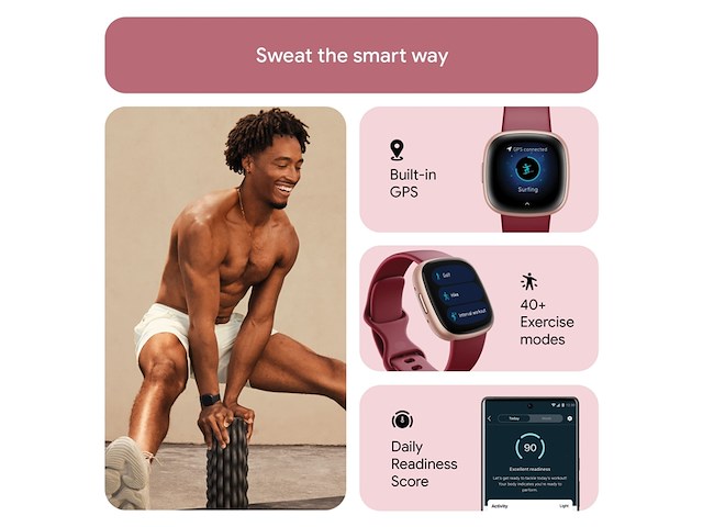 Fitbit versa 4 smartwatch beet/copper rose - afbeelding 3 van  6
