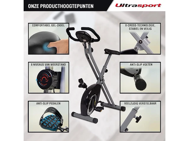 Fitness hometrainer inklapbaar ultrasport, f-bike - afbeelding 3 van  6