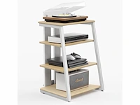 Fitueyes hifi av plank 4 niveau houten standaard met houten planken voor draaitafel dvd-speler xbox stand hifi rack - afbeelding 1 van  6