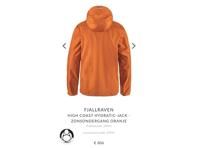 Fjallraven high coast hydratic jacket - sunset orange - afbeelding 2 van  3