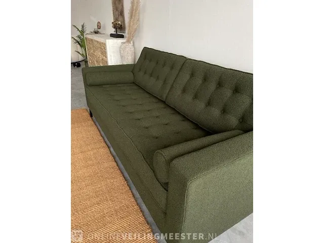 Fk 3-zits sofa in mosgroen bouclé groen / zwart - afbeelding 3 van  9
