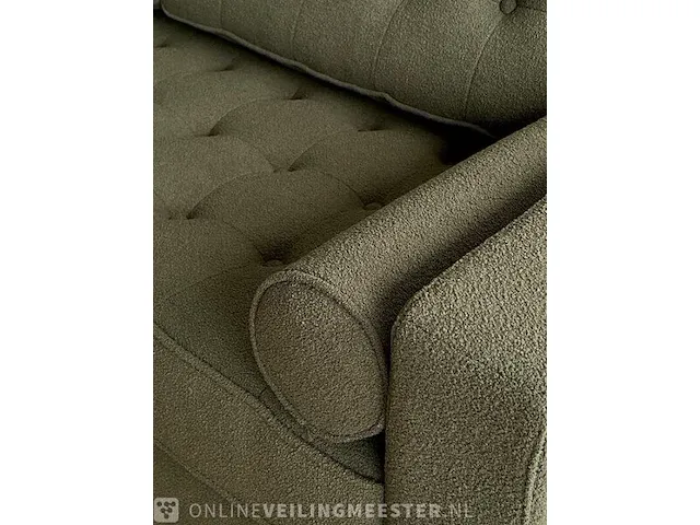 Fk 3-zits sofa in mosgroen bouclé groen / zwart - afbeelding 5 van  9