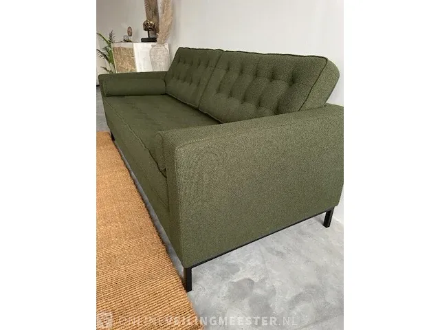 Fk 3-zits sofa in mosgroen bouclé groen / zwart - afbeelding 6 van  9