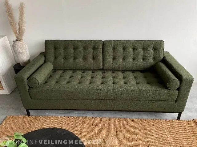 Fk 3-zits sofa in mosgroen bouclé groen / zwart - afbeelding 8 van  9