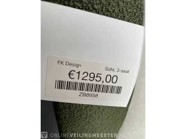 Fk 3-zits sofa in mosgroen bouclé groen / zwart - afbeelding 9 van  9