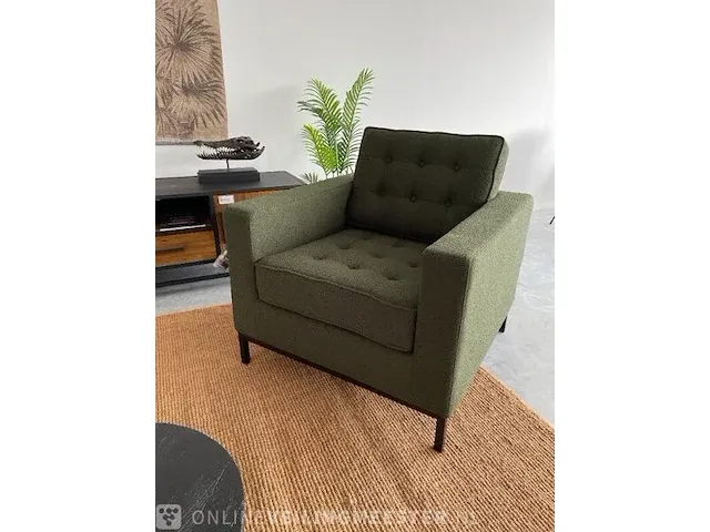Fk fauteuil in mosgroen bouclé groen / zwart - afbeelding 1 van  7