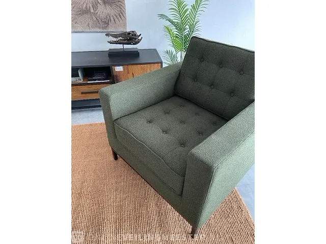 Fk fauteuil in mosgroen bouclé groen / zwart - afbeelding 2 van  7