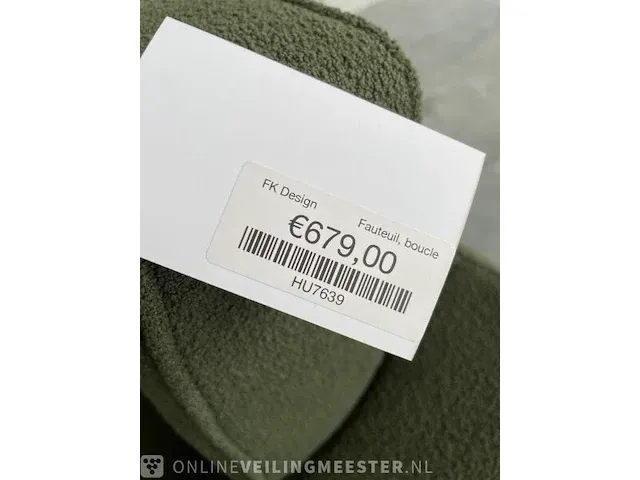 Fk fauteuil in mosgroen bouclé groen / zwart - afbeelding 7 van  7