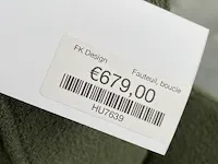 Fk fauteuil in mosgroen bouclé groen / zwart - afbeelding 7 van  7