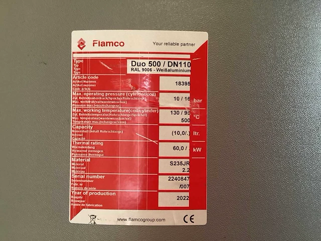 Flamco - duo 500 dn 110 - bufferfat- boiler - afbeelding 3 van  4