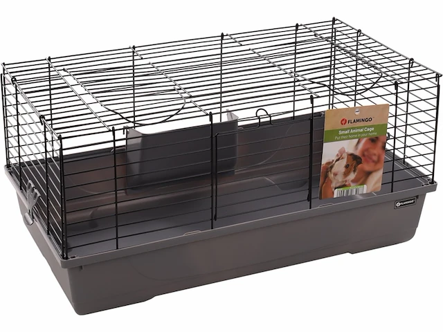 Flamingo cavia en dwergkonijnen kooi mobi s grijs/zwart 75 x 47 x 40 cm - afbeelding 1 van  2