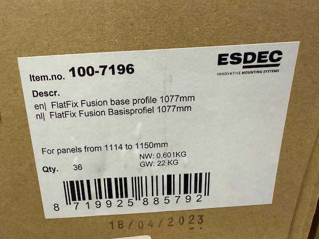 Flatfix fusion basisprofiel 1077mm (1007196) - (269x) - afbeelding 2 van  2