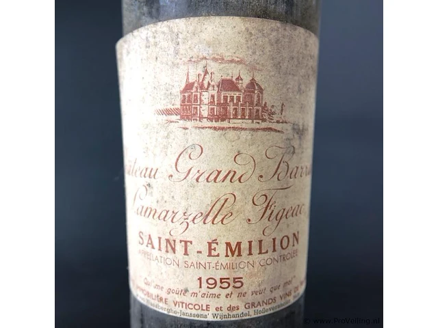 Fles chateau grand barrail lamarzelle figeac saint-emillion 1955 - afbeelding 2 van  4