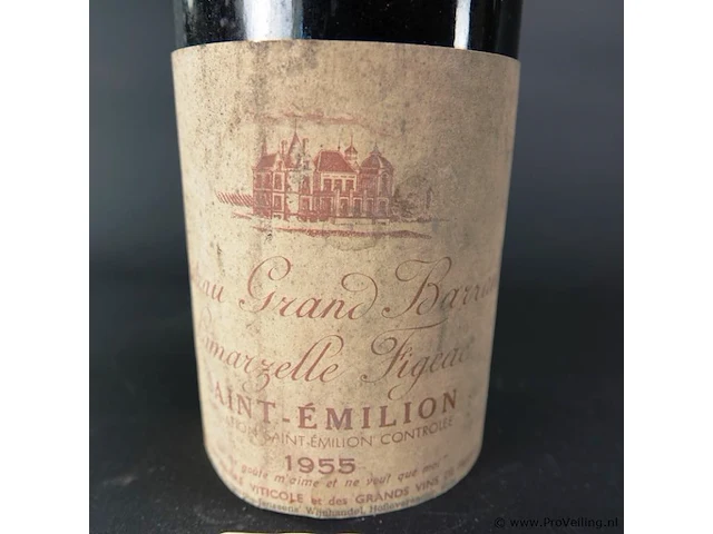 Fles chateau grand barrail lamarzelle figeac saint-emillion 1955 - afbeelding 2 van  4