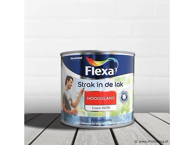Flexa strak in de lak acryl hoogglans wit - 1 liter op kleur- lakverf - dekkend - binnen - hoogglans - afbeelding 1 van  1
