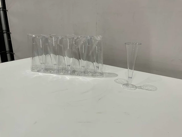 Flute plastic champagne bekers 100 cc (100x) - afbeelding 4 van  7