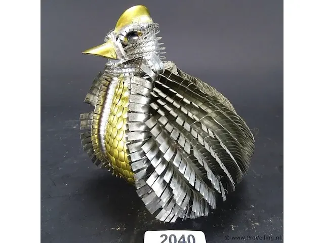 Folk art metalen vogel - afbeelding 1 van  5