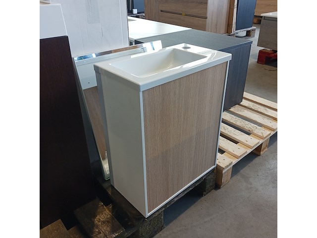 Fonteinmeubel, wit/eiken - afbeelding 1 van  7