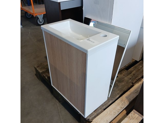 Fonteinmeubel, wit/eiken - afbeelding 4 van  7