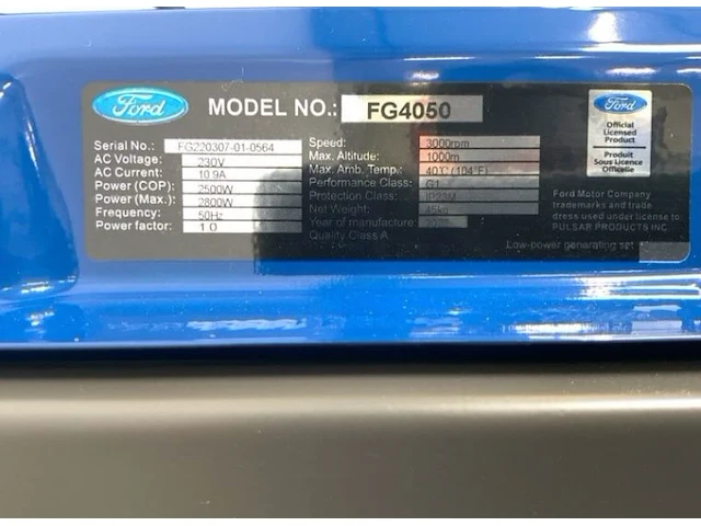 Ford fg4050 benzinegeneratorset 2800w - afbeelding 9 van  9