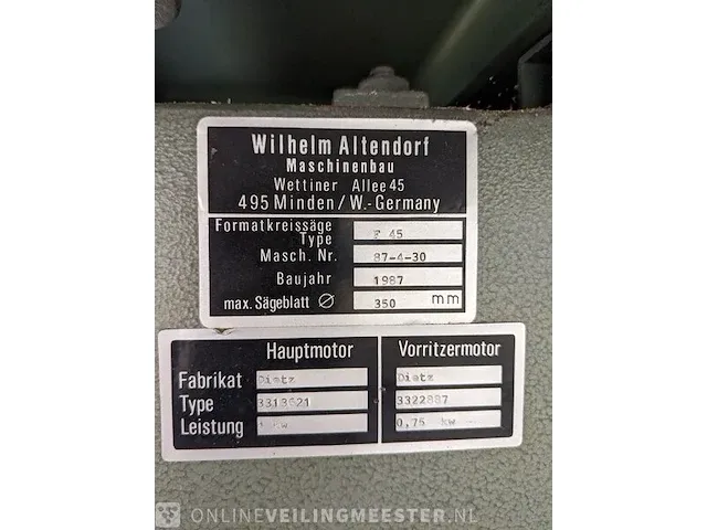 Formaatzaag altendorf, f-45, bouwjaar 1987 - afbeelding 10 van  20